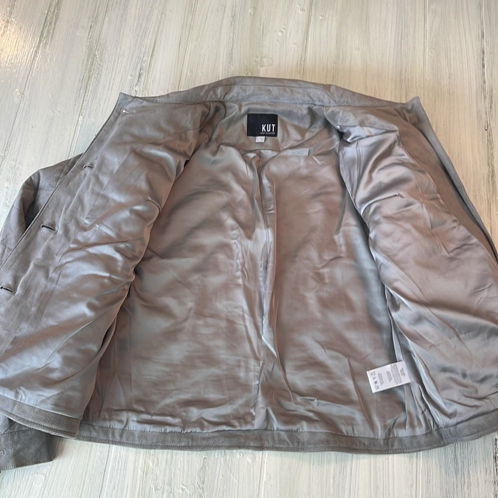 Kut From The Kloth Eleanor Gray Faux Suede Quilted Jacket Sz M - Picture 9 of 12